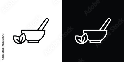 Herbal medicine icon symbol in thin line, outline and stroke style for apps