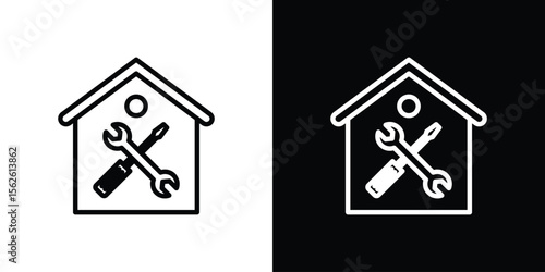 Home repair icon symbol in thin line, outline and stroke style for apps