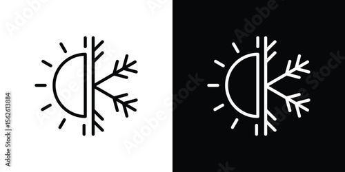 Hot and cold icon symbol in thin line, outline and stroke style for apps