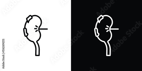 Kidney disease icon symbol in thin line, outline and stroke style for apps