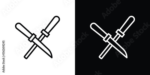 Knife sharpener icon symbol in thin line, outline and stroke style for apps