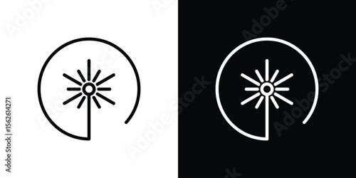 Laser beam icon symbol in thin line, outline and stroke style for apps