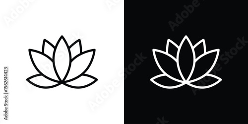 Lotus flower icon symbol in thin line, outline and stroke style for apps