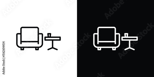 Lounge icon symbol in thin line, outline and stroke style for apps