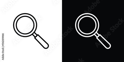 Magnifying glass icon symbol in thin line, outline and stroke style for apps