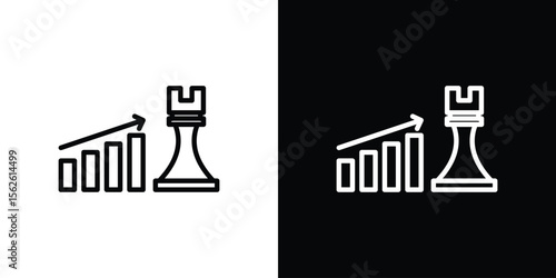 Marketing strategy icon symbol in thin line, outline and stroke style for apps