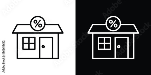 Mortgage rate icon symbol in thin line, outline and stroke style for apps