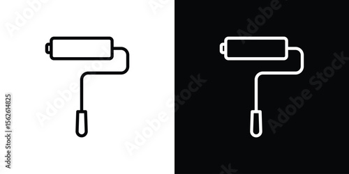 Paint roller icon symbol in thin line, outline and stroke style for apps