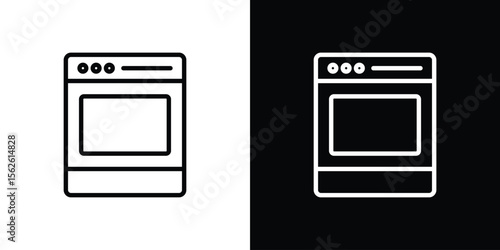 Oven icon symbol in thin line, outline and stroke style for apps
