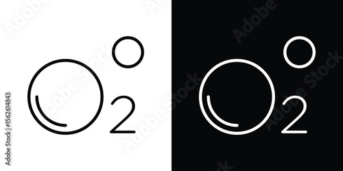 Oxygen O2 icon symbol in thin line, outline and stroke style for apps