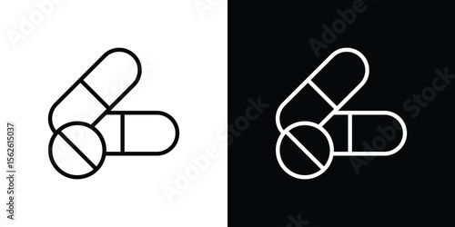 Pills icon symbol in thin line, outline and stroke style for apps