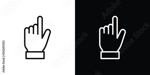 Pointing hand icon symbol in thin line, outline and stroke style for apps
