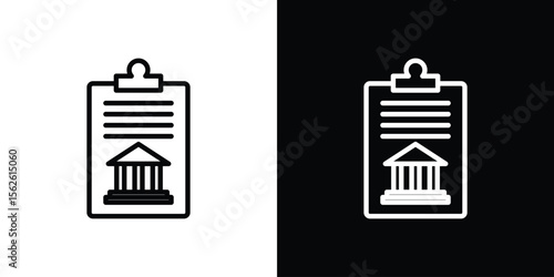 Policy icon symbol in thin line, outline and stroke style for apps