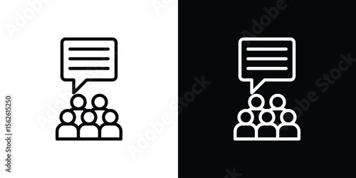 Public opinion icon symbol in thin line, outline and stroke style for apps