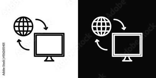 Remote Access icon symbol in thin line, outline and stroke style for apps