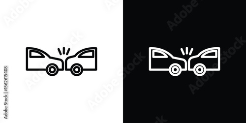 Rear end collision icon symbol in thin line, outline and stroke style for apps