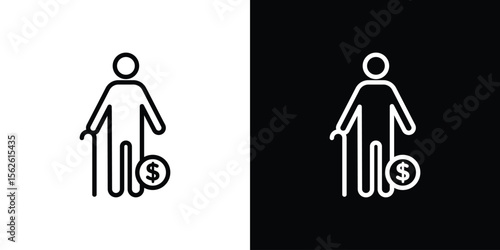 Retirement icon symbol in thin line, outline and stroke style for apps