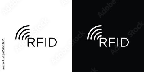 RFID icon symbol in thin line, outline and stroke style for apps