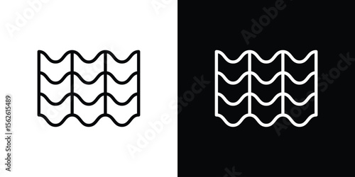 Roof tile icon symbol in thin line, outline and stroke style for apps