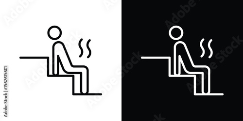 Sauna icon symbol in thin line, outline and stroke style for apps