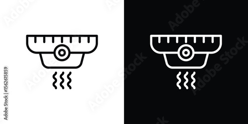 Smoke detector icon symbol in thin line, outline and stroke style for apps