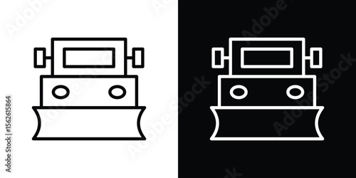 Snowplow icon symbol in thin line, outline and stroke style for apps
