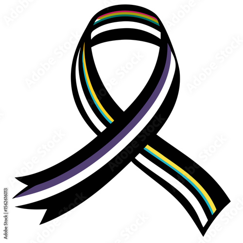Flowing Awareness Ribbon Design Features Vibrant Rainbow Stripes