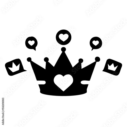 Stylized Crown Design Featuring Hearts and Playful Elements