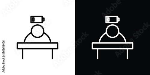 Tired person icon symbol in thin line, outline and stroke style for apps