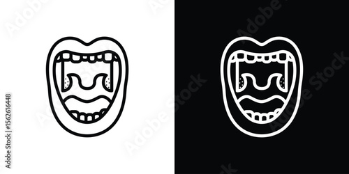 Tonsillitis icon symbol in thin line, outline and stroke style for apps