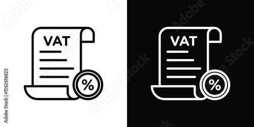 Value added tax VAT icon symbol in thin line, outline and stroke style for apps