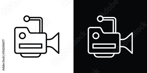 Video camera icon symbol in thin line, outline and stroke style for apps