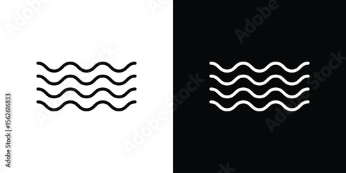 Wave icon symbol in thin line, outline and stroke style for apps