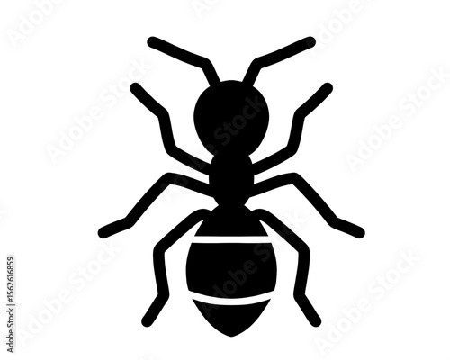 ant silhouette, black ant vector illustration, isolated icon on white background
