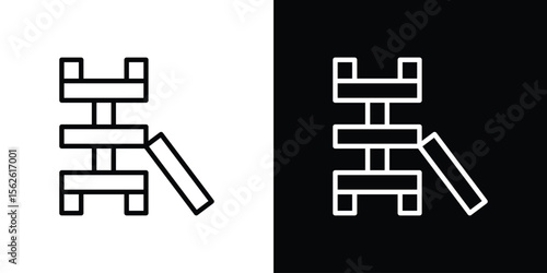 Wooden block icon symbol in thin line, outline and stroke style for apps