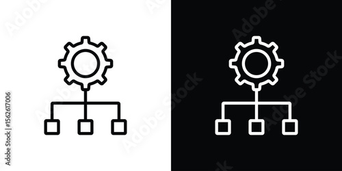Workflow icon symbol in thin line, outline and stroke style for apps