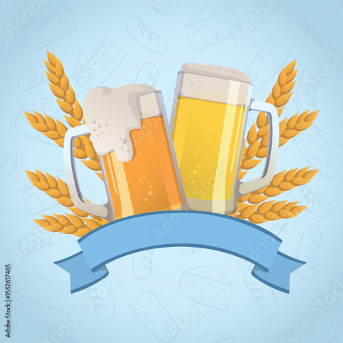 Munich International Beer Festival Oktoberfest, advertising background - Vector illustration