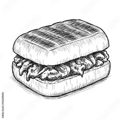 Bunny chow sandwich with grilled bread and savory filling  