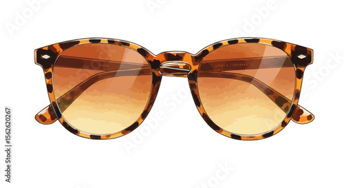 Watercolor Illustration of Stylish Tortoiseshell Sunglasses with Gradient Lenses