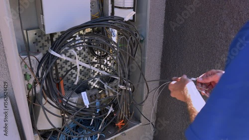 Cable technician handles wiring at the Dmarc point
