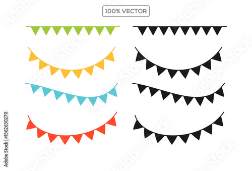 Garland colorful flag set vector illustration