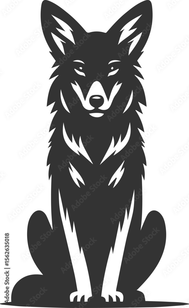 Naklejka premium Coyote mammal wild animal black vector silhouette