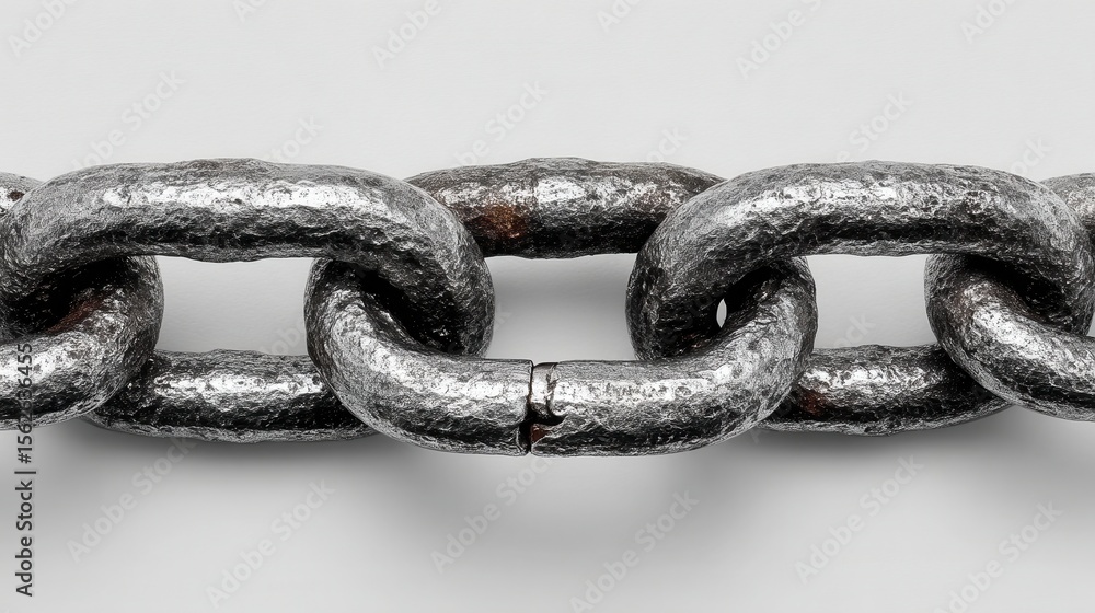 Fototapeta premium Close-Up of Metallic Chain Link Isolated on Gray Background
