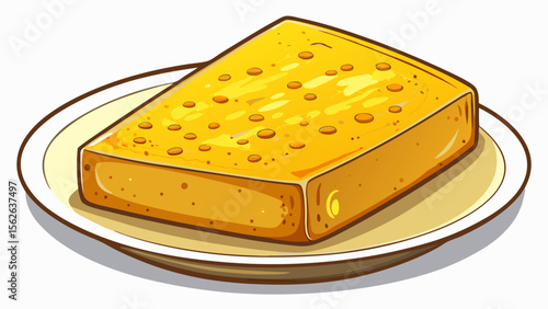 A single slice of cornbread, golden-yellow and lightly browned on the edges, appears close-up with visible crumbs and a moist interior, centered on a clean white plate.