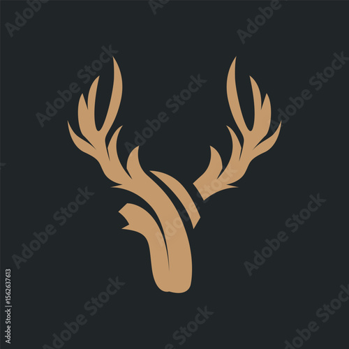 deer logo design deer hunter concept with black silhouette illustration of simple minimalist animal product brand template