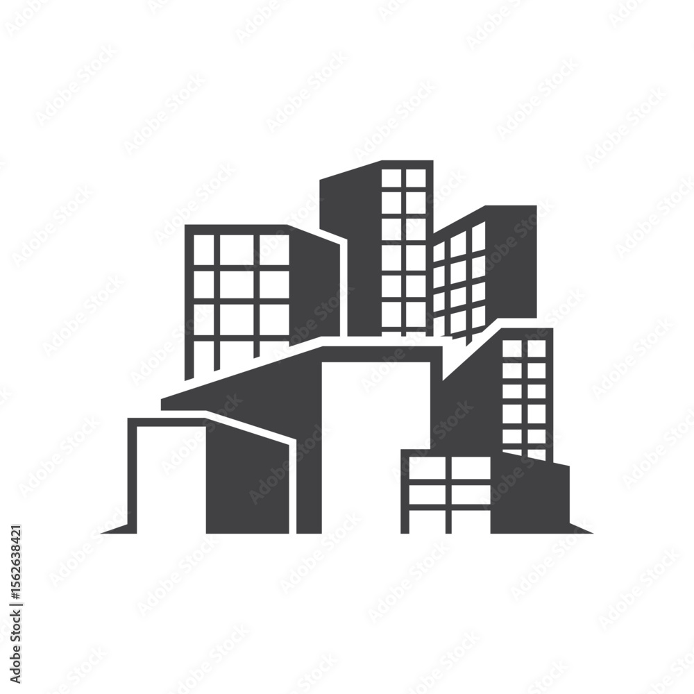 Fototapeta premium High rise building logo design with real estate apartment construction concept simple template illustration