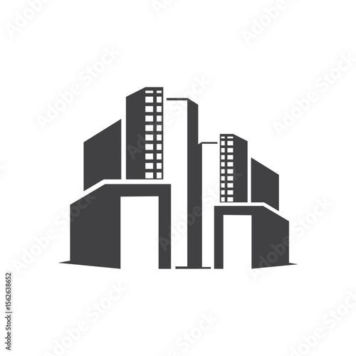 High rise building logo design with real estate apartment construction concept simple template illustration