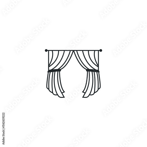 home decoration design with simple minimalist curtain logo concept, window decoration template illustration for business brand
