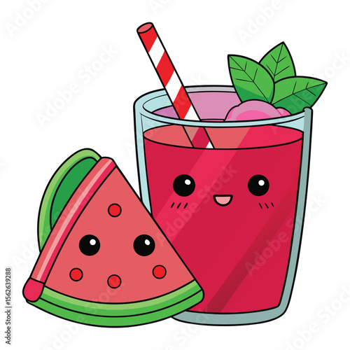 watermelon juice vector illustration