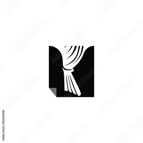 home decoration design with simple minimalist curtain logo concept, window decoration template illustration for business brand